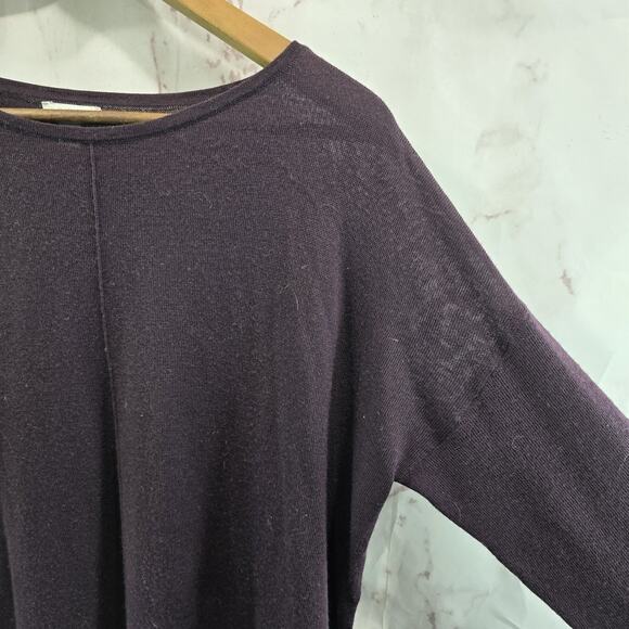 J Jill Sweater Womens Medium P Purple Eggplant Merino Wool Seam Lightweight - Picture 10 of 11